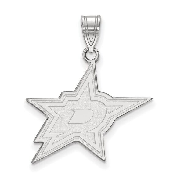10k White Gold NHL Dallas Stars Large Pendant